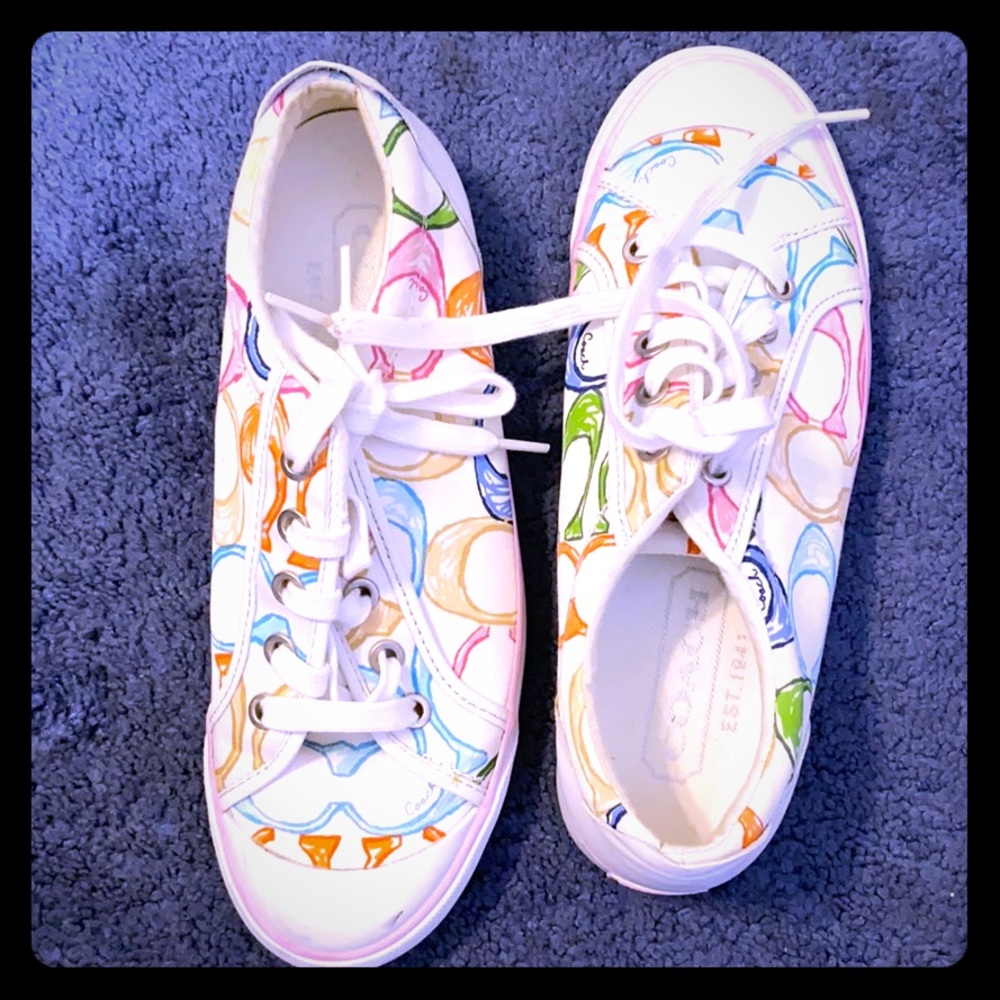 coach white & multicolor logo sneakers